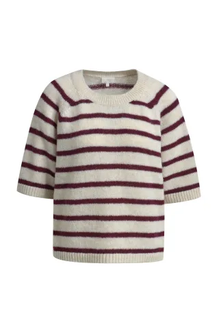 Milano Italy - Loose fit Pullover with 1/2 sleeves and round neck vino print - Gr. - L