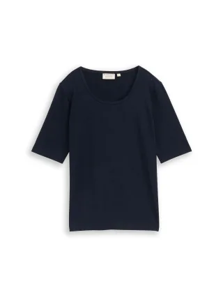 Tom Tailor - Basic T-Shirt mit Rundhalsausschnitt sky captain blue - Gr. - S