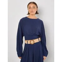 Apricot Langarmshirt Crop Batwing Top mit offenem Rücken