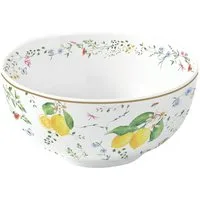 EasyLife Dessertschale Fleurs et Citrons, Porzellan, Spülmaschinengeeignet, Mehrfarbig, Zitronen, H: 5.5cm