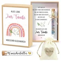 Wiladu Spardose Taufe Geschenkbox Taufgeschenk Reagenzglas Jutesäckchen