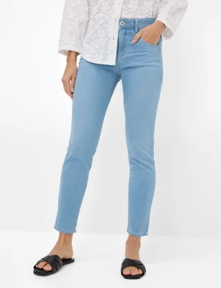 Brax Damen Röhrenjeans Style SHAKIRA S USED BLEACHED BLUE, denim hellblau, Gr. 46L