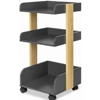 bomoe Rollwagen Aufbewahrungswagen mit Rollen 69 cm Bosse Anthrazit und Eiche, Holz Rollwagen Badezimmer Küchenwagen Anthrazit Eiche Servierwagen