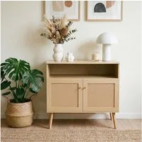 IDIMEX Kommode NORICA, Sideboard mit Rattanoptik und Holzfüßen- Eichefarben