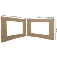 Quick Star Pavillonseitenteil 2 Seitenteile mit PE Fenster zu Blätterpavillon 3x3 Sand, 300x197 cm