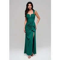 OMBRE Abendkleid Elegantes Maxikleid mit V-Ausschnitt und Drapierung Hoher Schlitz auf der Seite