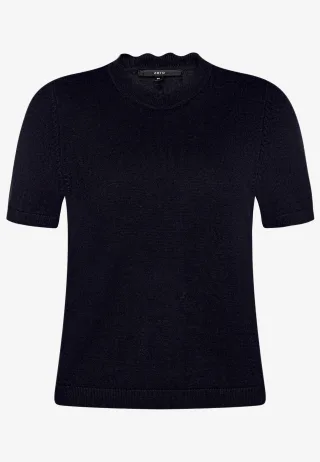 zero - Kurzarmpullover mit Wellensaum deep sky - Gr. - 36