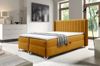 Boxspringbett Schlafzimmerbett DAMIEN 160x200cm Stoff Salvador Honiggelb