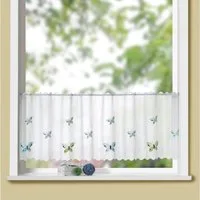 Weckbrodt Scheibengardine Mayleen (1 St), Stangendurchzug, transparent, Voile, Bistro, Voile, echte Stickerei, HxB 45x150cm, Gardine, Store
