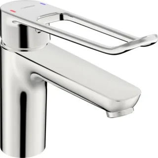 Hansa Waschtischarmatur HANSACLINICA 4523 CU-Rohr Bügelh. Bed.he. lang Ausld. 150 45232185