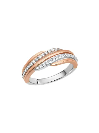 Zeeme Silber, F Ring Silber 925 zweifarbig mit Zirkonia weiß