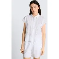 TOM TAILOR Denim Kurzarmbluse Blusen & Shirts Bluse mit Lochstickerei