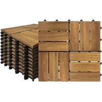 FIVMEN Holzfliesen Mosaik aus Akazie 6/12 Latten Fliese 30x30 cm Terrassenfliese, 33 St., Balkonfliesen wetterfest aus Akazienholz mit Klicksystem