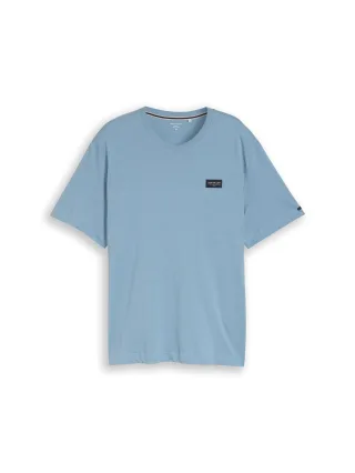 Tom Tailor - Plus Size - T-Shirt aus Baumwolle mit Logo-Badge mountain spring blue - Gr. - 3XL