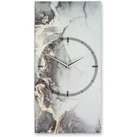 Kreative Feder Wanduhr Designer-Wanduhr aus Stein (Schiefer) mit flüsterleisem Uhrwerk (ohne Ticken, außergewöhnlich & modern, Größe ca. 50x25cm)