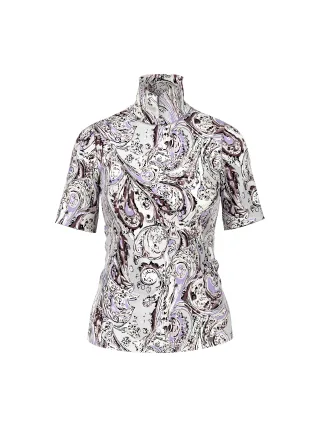 Marc Cain Collections - Baumwoll-T-Shirt mit Stehkragen purple rose - Gr. - 40