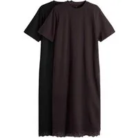 The Set Maxikleid The Set T-Shirt-Maxikleider mit Spitze, 2er-Pack (2-tlg)