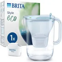 BRITA Wasserfilter Kanne Style eco blau inkl. 1 MAXTRA PRO Pure Performance Kartusche, Nachhaltige Kanne passt in den Kühlschrank & filtert Verunreinigungen