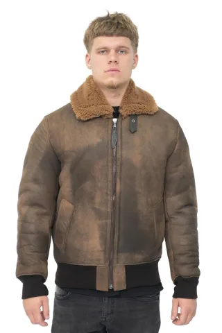 Herren-Bomberjacke aus antikem Schaffell – Algorta