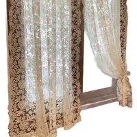 Coonoor Gardine 2er-Set Vorhänge, Spitzengaze für Wohnzimmer, Gardine Voile (2 St), Retro, gewellter Rand, Schlafzimmer, Erkerfenster, Stickerei