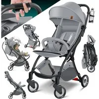 KIDIZ Kombi-Kinderwagen Sportwagen Faltbar, Buggy mit verstellbaren Rückenlehnen & 360° Räder, (Kinderbuggy Inkl. Getränkehalter, Regenabdeckung & Sonnenverdeck), Liegebuggy mit 5-Punkt Gurt & Abnehmbare Stoßstange