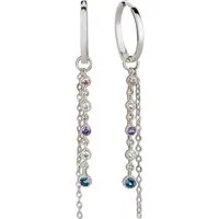 Schöner-SD Paar Creolen mit langen Einhänger "Kette" (inkl. Etui), 925/- Silber Rhodium