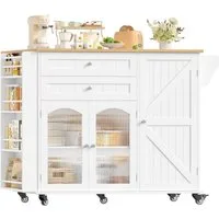 Homfa Küchenwagen, Servierwagen Kücheninsel Küchenschrank 132x97,5x40/60 cm