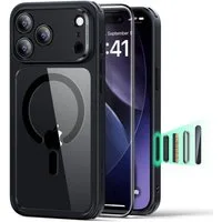 ESR Handyhülle Set aus Classic Hybrid HaloLock Case & Tempered-Glass Displayschutz, Kamerasteuerung Taste, Magnetkraft von 1,5kg, gehärtetes Glass