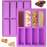 TUWENA Silikonform 2 Stück Müsliriegel Backform,Antihaftbeschichtung SilikonformenBacken, 8 Mulde Lebensmittel Knusprige Form von Schokoriegeln Muffins Brownies