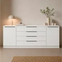 borchardt Möbel Sideboard Tom, moderne Kommode mit Metallgriffen, 200cm breit, 2 Türen, 3 Schubfächer, Metallgriffe anthrazit
