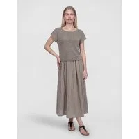 PEKIVESSA Sommerkleid Lässiges Midikleid im angesagten Lagen-Look aus Baumwolle-Leinen-Webstoff