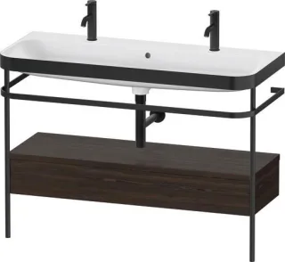 Duravit Happy D.2 Plus c-bonded Set mit Metallkonsole und Schubkasten Nussbaum gebürstet Matt 1175x4 HP4764O69690000