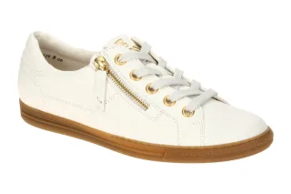 Paul Green Damen Halbschuhe 4940-17 creme-wei? goldfarbene ?sen braune Sohle