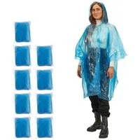 relaxdays Regenponcho Einweg Regenponcho 10er Set blau