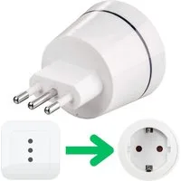 Hama Reise-Stecker Strom-Adapter DE auf IT Weiß Stromadapter Typ L, CEI 23-50 zu Typ F, CEE 7/4, Deutschland DE BRD Steckdose auf Italien ITA Südtirol Stecker Typ L