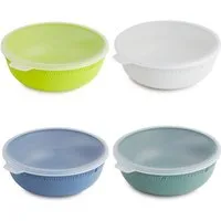 ROTHO Vorratsdose Tresa 4er Set Schüssel 1.02l mit Deckel Lebensmittelbehälter, Kunststoff, (Schüsselset, 4er-Set), Schüsseln aus recyceltem Kunststoff