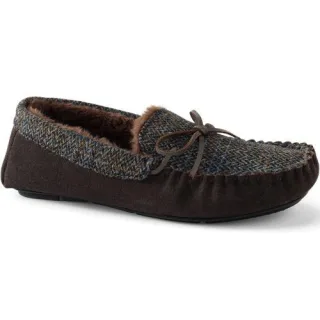 Harris Tweed Veloursleder-Mokassins, Damen, size: regular, Braun, Wolle/Rauleder, by Lands' End