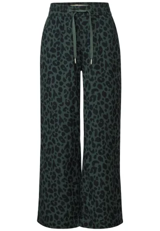 Street One - Gemusterte Musselin Hose mid green - Gr. - 7