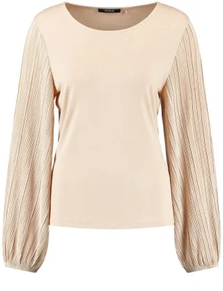 TAIFUN - T-Shirt mit Langarm beige - Gr. - 40