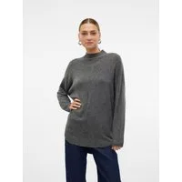 Vero Moda Strickpullover VMPLAZA LS HIGHNECK LONG PULLOVER GA BOO Materialmix, loose fit