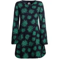 Vishes Tunikakleid Langarm Damen Blumen-Tunika Shirt-Kleid Glockenärmel Baumwolle Hippie, Boho, Goa Style