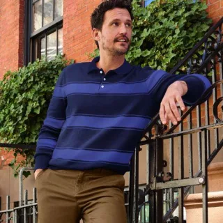 Rugby-Pullover, Herren,  Blau, Baumwolle, by Lands' End