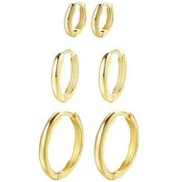 Hey Happiness Creolen-Set Layer Basic, Klein Mittel Groß Silber Ohrringe Set, 6er Set Stacking Ohrringe Damen Silber 925, vergoldet