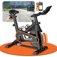 DH FitLife Heimtrainer Fahrrad mit APP Magnetwiderstand Stationäres Fahrrad für Zuhause (inklusive APP-Unterstützung, mit neuem Lenker & Monitor), Leises Indoor Bike mit LED Monitor und Pulssensor, bis 120KG