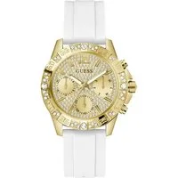 Guess Multifunktionsuhr MAJESTY GW0772L3, Quarzuhr, Armbanduhr, Damenuhr, Datum, Wochentag, Silikonarmband