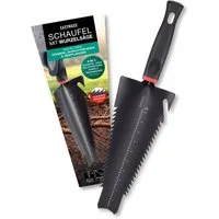 EASYmaxx Spaten Multifunktions-Wurzelschaufel 37cm schwarz/rot 4 in1, (1-St), 4 in 1 Multifunktions-Wurzelschaufel inkl. Schaufel, Tiefenmesser etc.