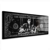 Artedinoi Acrylglasbild Scarface schwarz weiß Geldschein Acrylglas Wandbild Bild Wanddeko Wohn