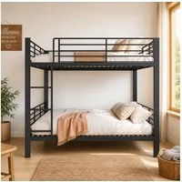 BBWL Metallbett Doppelstockbett bis 400 kg, geräuschlos, Sicherheitsgeländer, Etagenbett 140x200 Metall für Erwachsene