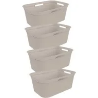 ROTHO Wäschekorb 4er-Set Wäschekorb BRISEN 41 l, flexibel & modern mit 4 Griffen (Wäschekorbset, 4er-Set), Belüftete Rattanstruktur verhindert Gerüche & sorgt für Frische