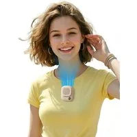 FELIXLEO Handventilator Mini Nackenventilator Akku LED Anzeige Beige